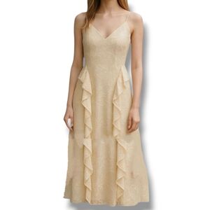 NWT 1. STATE Ruffle Lace Midi Dress In Light Cream Size 12 $149